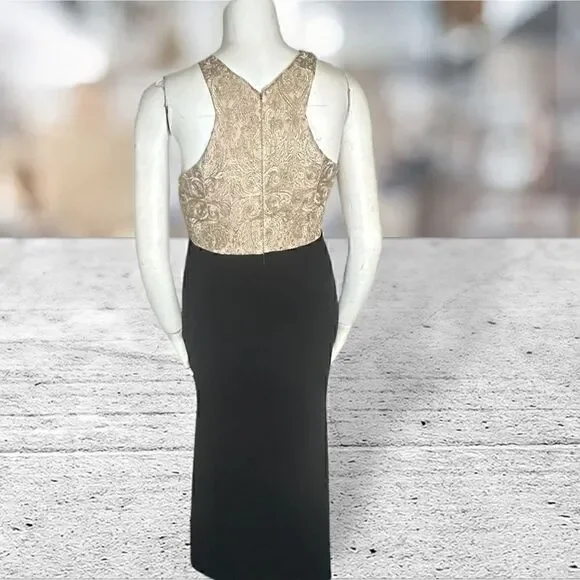 Calvin‎ Klein Gold Top Black Bottom Gown